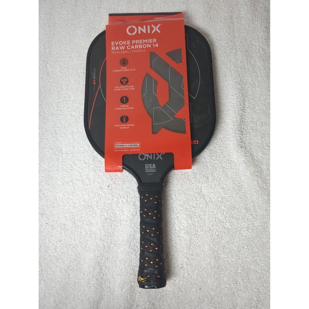 Onix Evoke Premier Raw Carbon 14 Pickleball Paddle in Black/Orange (SP8025259)